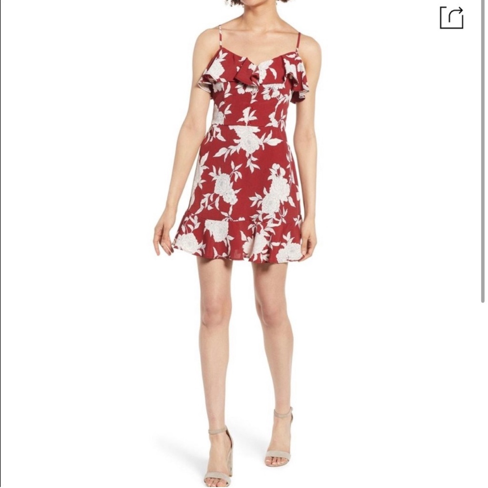 Band of gypsies red floral summer sun dress